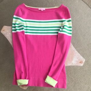 Lilly Pulitzer Pink and Green Striped Sweater